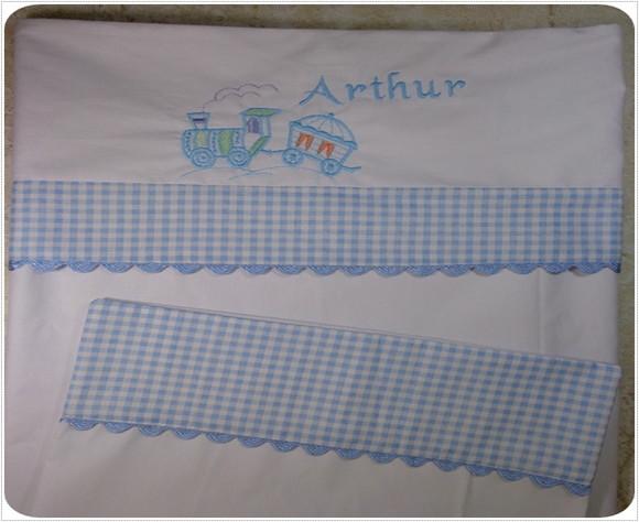 Lençol e Fronha de Carrinho ou Mini Berço Trenzinho