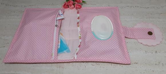 Saquinho Maternidade e Porta Fraldas de Tecido Rosa