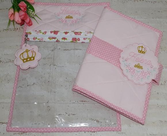 Saquinho Maternidade e Porta Fraldas de Tecido Rosa