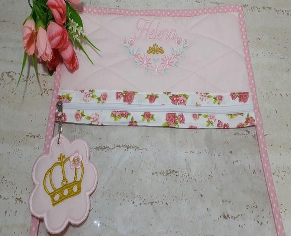Saquinho Maternidade e Porta Fraldas de Tecido Rosa