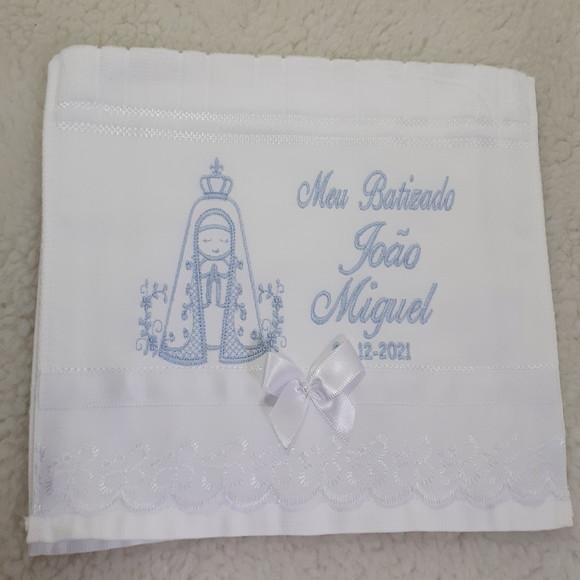 Toalha Batismo Nossa Senhora Aparecida e Vela Decorada