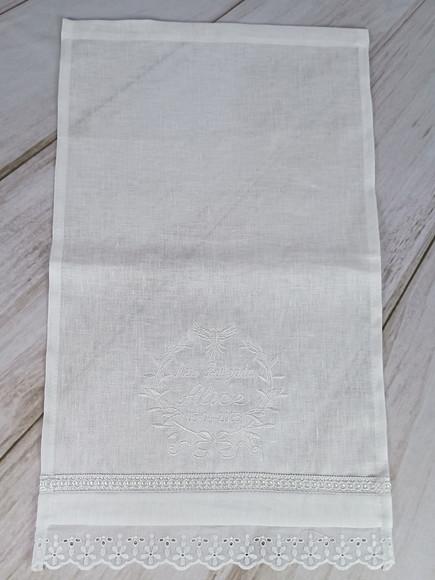Toalha Batizado Cambraia Linho Espírito Santo Vela Decorada