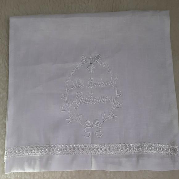 Toalha Batizado de Linho, Vela Decorada Fralda Personalizada
