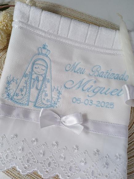 Toalha Batizado Nossa Senhora Aparecida e Vela Decorada