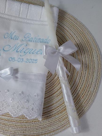 Toalha Batizado Nossa Senhora Aparecida e Vela Decorada