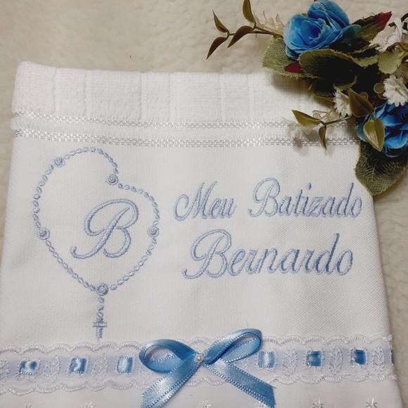 Toalha de Batizado Bordada Personalizada para Menino