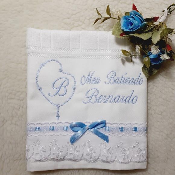 Toalha de Batizado Bordada Personalizada para Menino