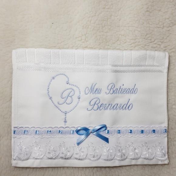 Toalha de Batizado Bordada Personalizada para Menino