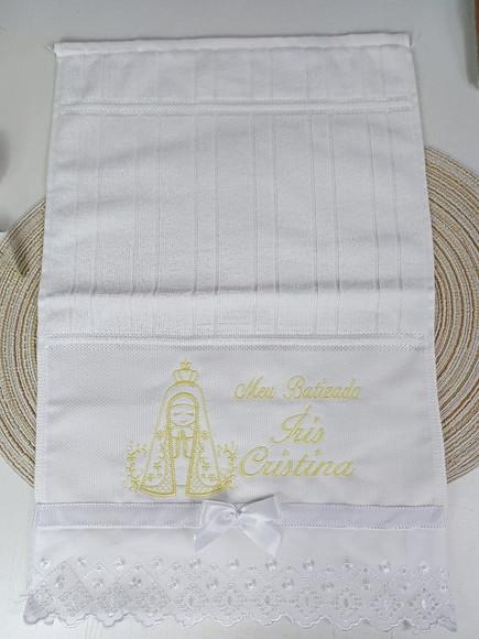 Toalha de Batizado Bordada Nossa Senhora Aparecida