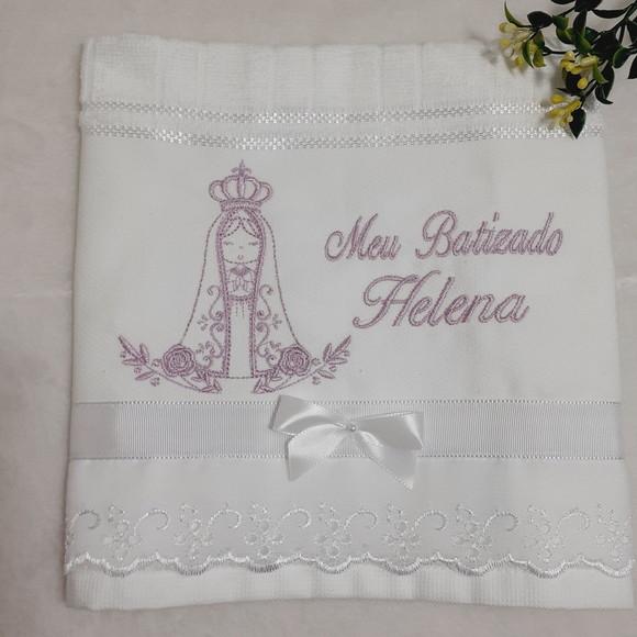 Toalha de Batizado Personalizada Bordada Senhora Aparecida
