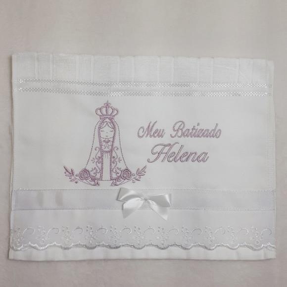 Toalha de Batizado Personalizada Bordada Senhora Aparecida