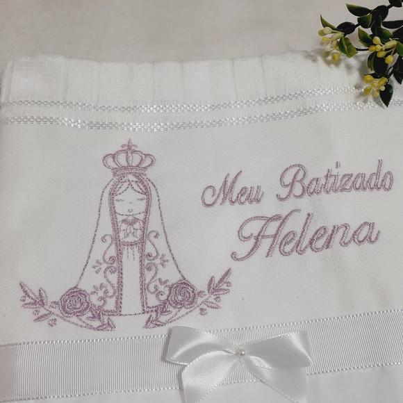 Toalha de Batizado Personalizada Bordada Senhora Aparecida
