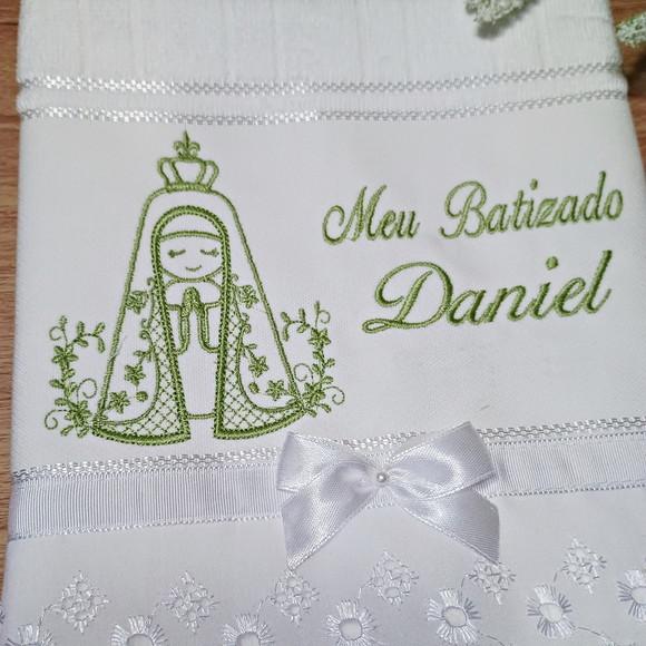 Toalha de Batizado Personalizada Senhora Aparecida Menino
