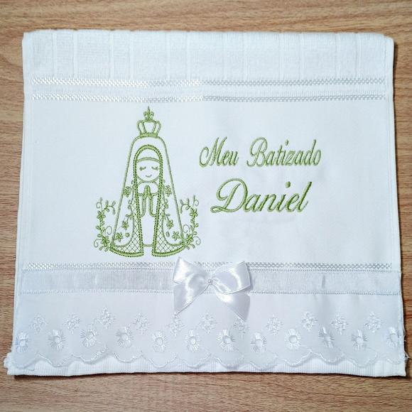 Toalha de Batizado Personalizada Senhora Aparecida Menino