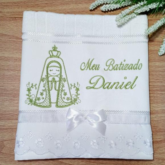 Toalha de Batizado Personalizada Senhora Aparecida Menino
