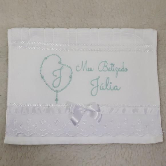 Toalha Lavabo de Batizado e Vela Decorada Menina