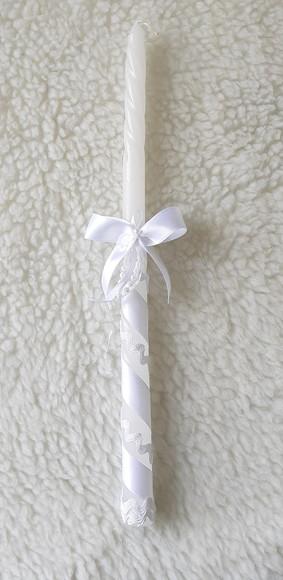 Toalha Linho Batismo Personalizada Anjinho e Vela Decorada