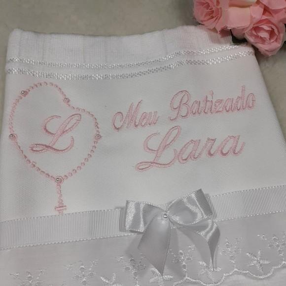 Toalha para Batizado Personalizada e Vela Decorada Menina