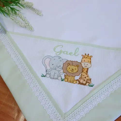 Cueiro Flanela para Bebê Personalizado Safari Verde