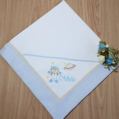 Cueiro Flanela para Bebê Personalizado Astronauta Menino