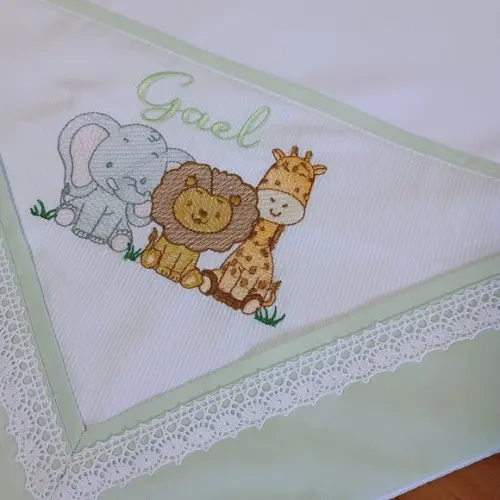 Cueiro Flanela para Bebê Personalizado Safari Verde