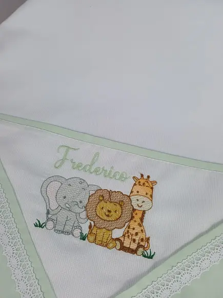 Cueiro Flanela Personalizado Safári Baby