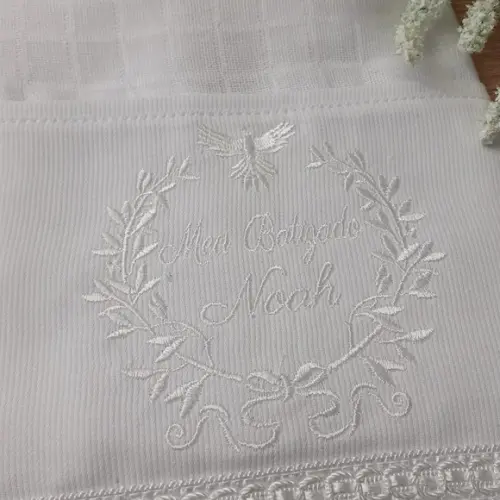Fralda Bordada para Batizado Personalizada Bebê Menino