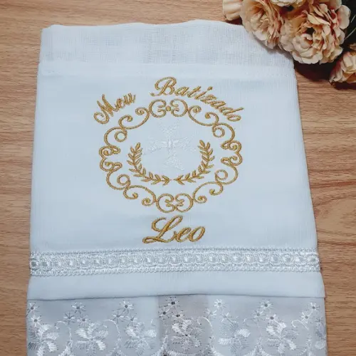 Fralda Bordada para Batizado Personalizada Bebê Menino