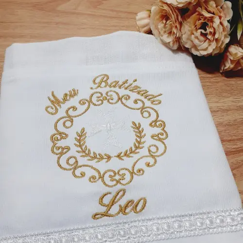 Fralda Bordada para Batizado Personalizada Bebê Menino