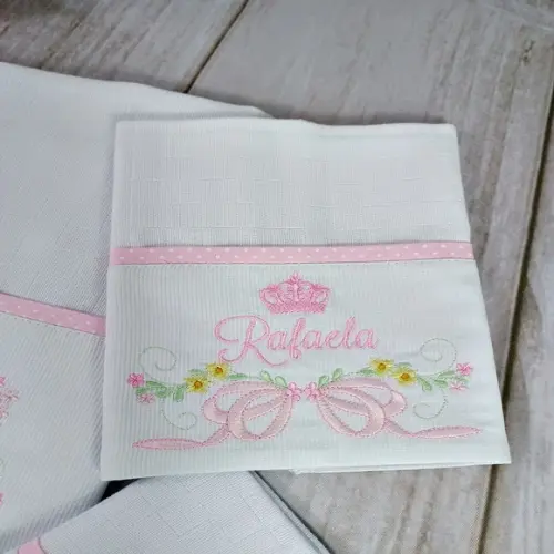 Fralda Ombro e Boca com Nome Personalizada Floral