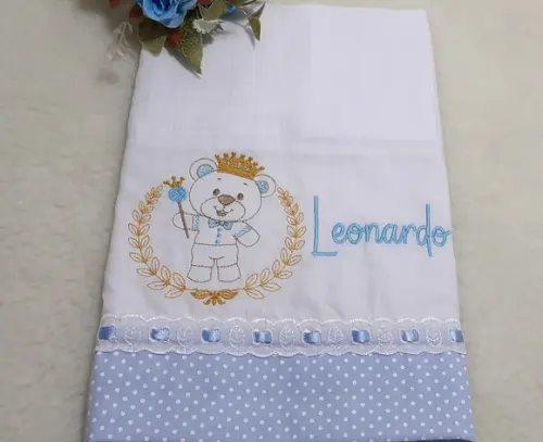 Fralda Passeio Personalizada Ursinho Príncipe