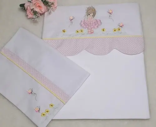 Jogo de Lençol de Carrinho Bailarina Princesa Menina Rosa