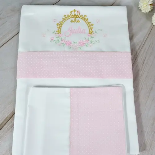Jogo de Lençol de Carrinho Mini Berço Personalizado Floral