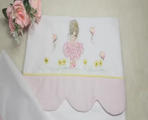 Jogo de Lençol de Carrinho Bailarina Princesa Menina Rosa