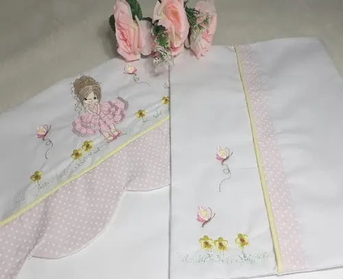 Jogo de Lençol de Carrinho Bailarina Princesa Menina Rosa