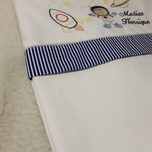 Jogo de Lençol Mini Berço Personalizado Astronauta Menino