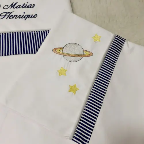Jogo de Lençol Mini Berço Personalizado Astronauta Menino
