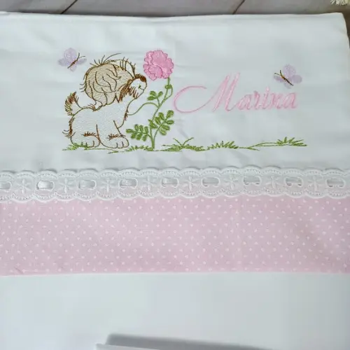 Jogo Lençol de Carrinho 400 Fios Personalizado Cachorrinho