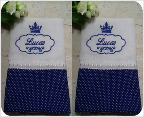 Kit 2 Fraldas de Boca Personalizada Azul Marinho Menino