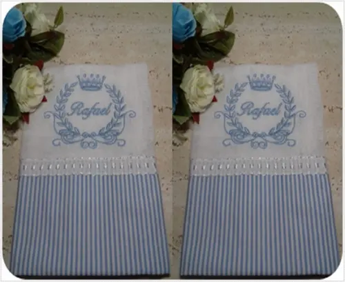 Kit 2 Fraldas de Boca Bordada Personalizado Menino