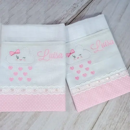 Kit 2 Fraldas de Boca Fralda Personalizada Chuvinha de Amor