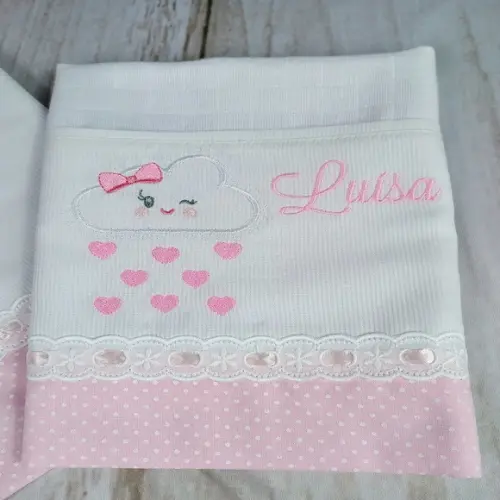Kit 2 Fraldas de Boca Fralda Personalizada Chuvinha de Amor