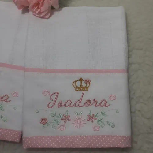 Kit 2 Fraldas Ombro Personalizada Bordada