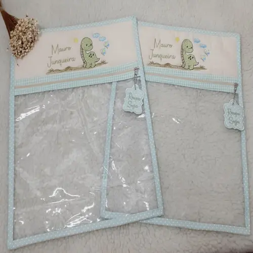 Kit 2 Saquinhos para Roupa Suja Personalizado Dinossauro