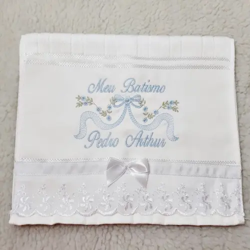 Kit 2 Toalhas de Batizado Personalizada para Gêmeos
