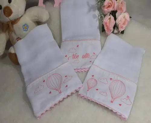 Kit 3 Fraldinhas de Boca Balão Voe Alto Menina