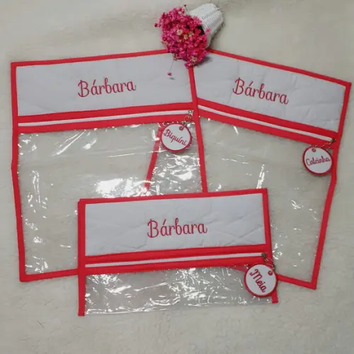 Kit 3 Saquinhos Personalizados Roupa Biquini Calcinha Meias