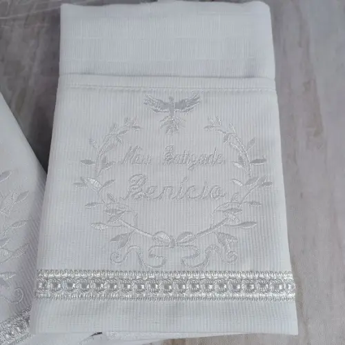 Kit Batizado Fralda Personalizadas Branca e Embalagem
