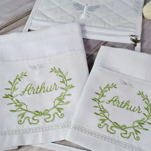 Kit Batizado Fralda Personalizadas Verde e Embalagem