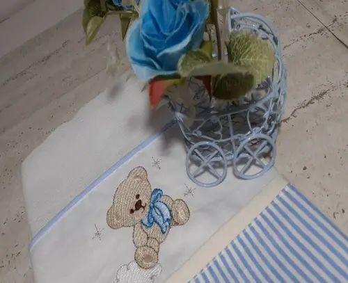 Kit Cueiro Flanelado Personalizado e Fraldas Ursinho na Lua
